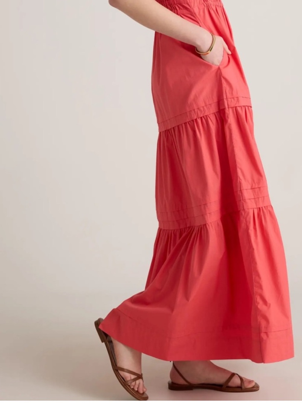 NWOT Quince 100% Organic Cotton Poplin Tiered Maxi Dress L bright flowy - Picture 7 of 7
